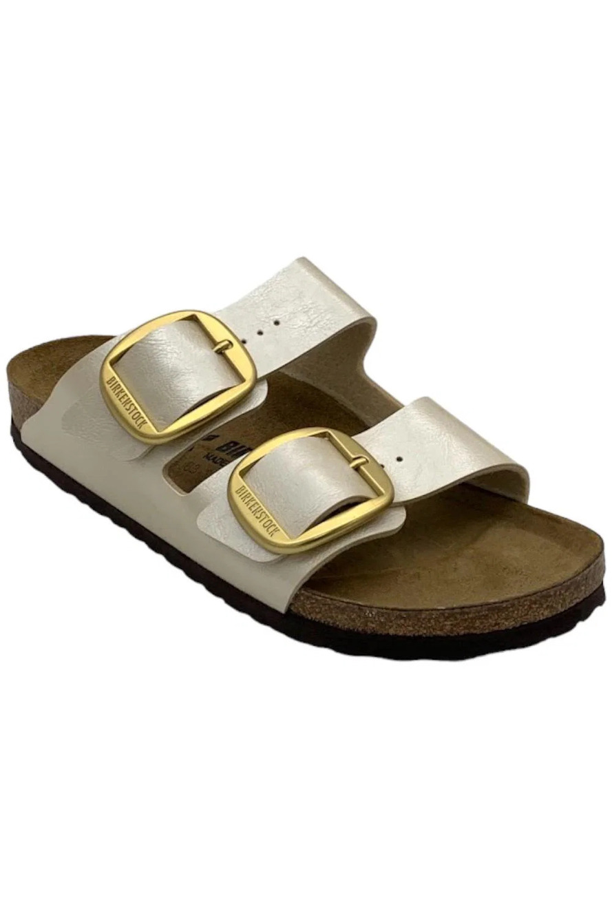 Birkenstock Women's Arizona Big Buckle Slide Sandal Pearl White - Narrow